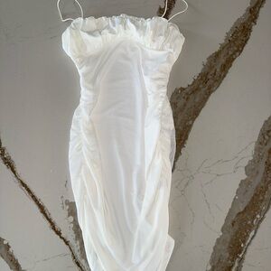 Princess Polly White Strapless Ruched Slip Dress